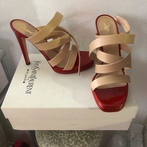 YSL Sandals size 9 new with box red and beige